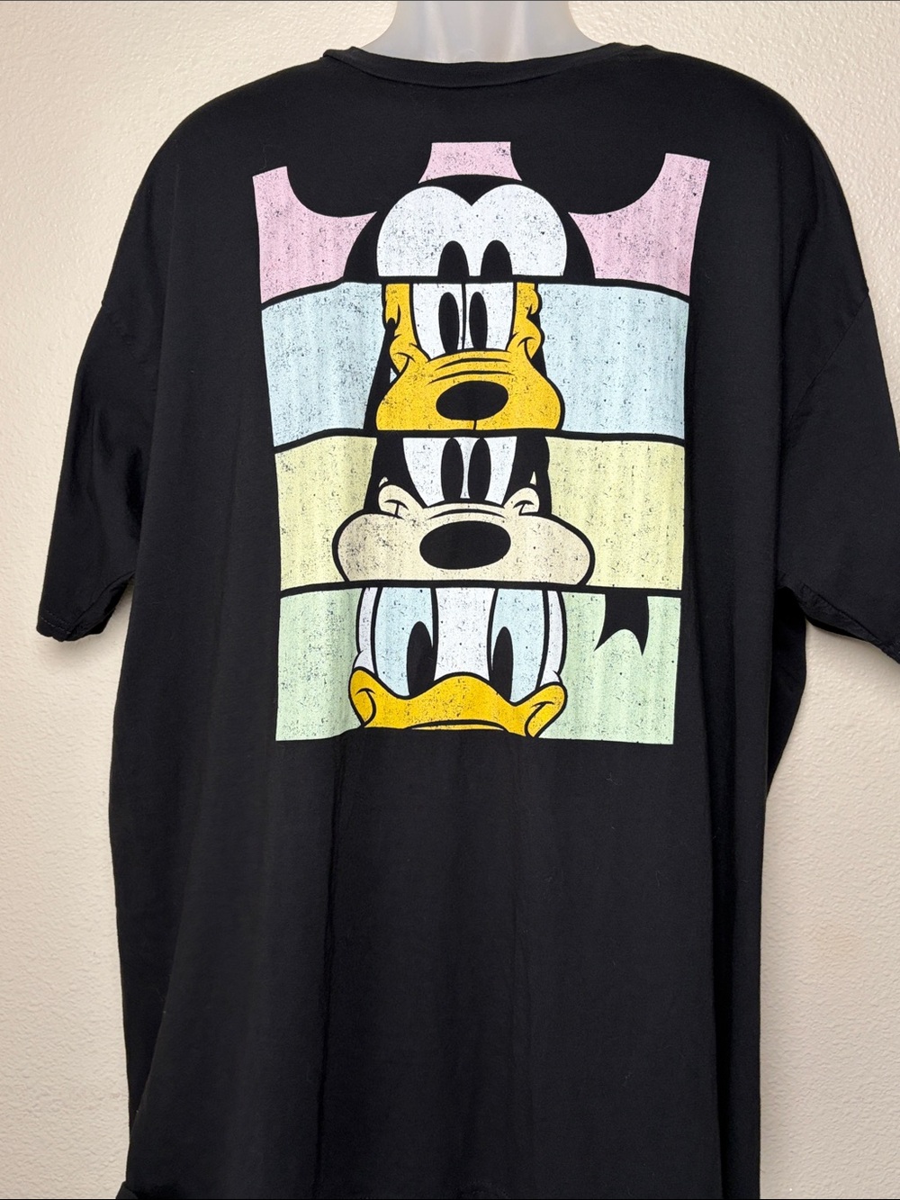 Black Kids Short Sleeve Tee with Classic Disney Character Stack